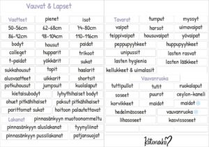 Vauvat ja lapset järjestelytarrat